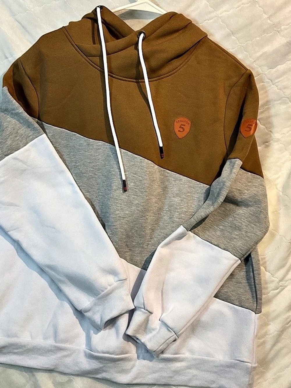 Desayor 5 Color Block Hoodie Color Block Hoodie Brown & Gray Size 2XL